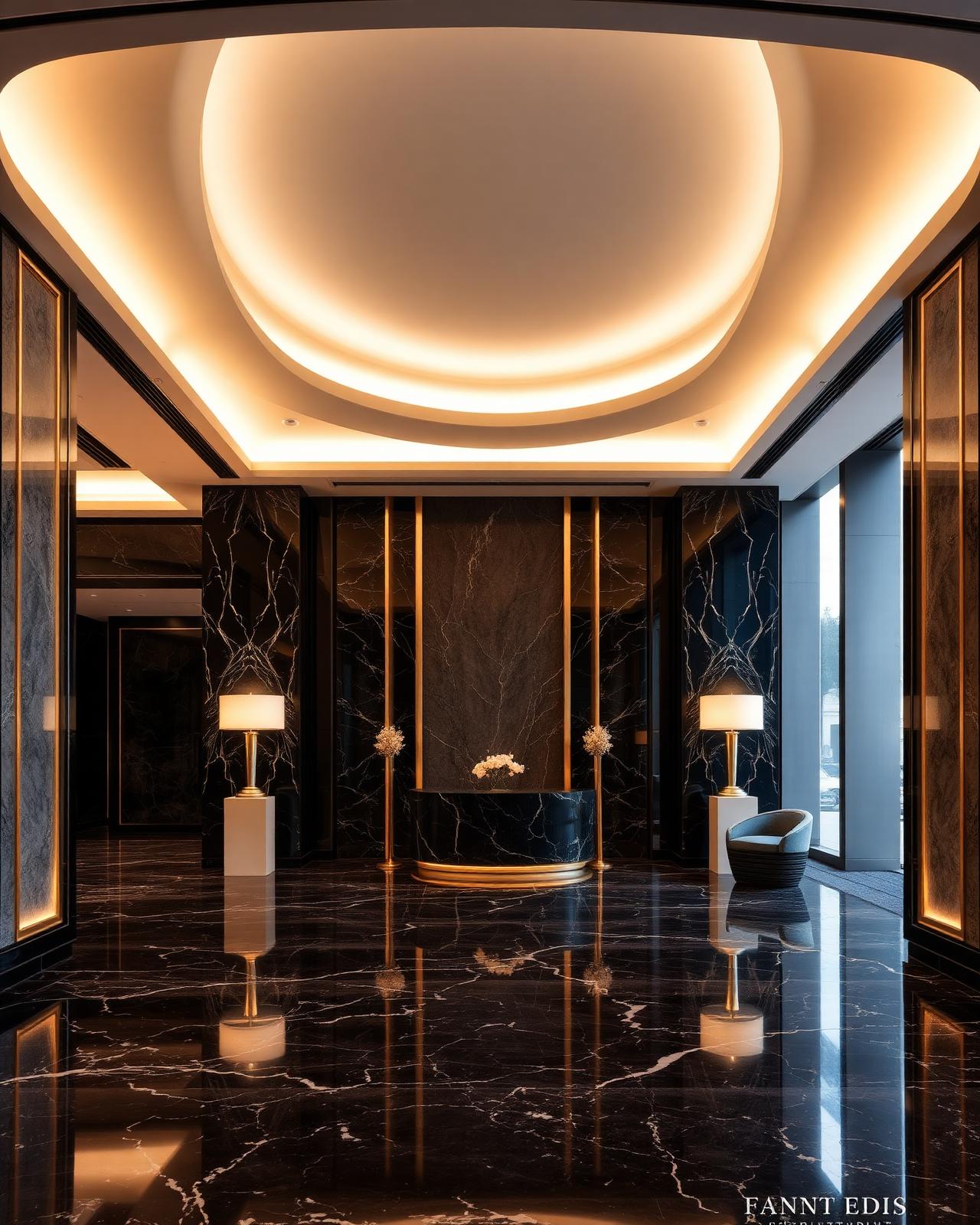 Luxury architectural lobby interior